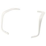 Two white LÅNGFJÄLL chair armrests, made of aluminium, in a curved shape for comfort.