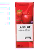 Ikea lang lur fruit smoothie carton, 200ml, featuring apple, berries, added vitamin c.