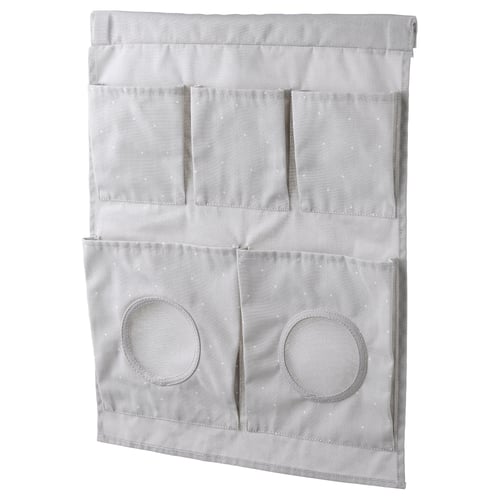 Grey recycled polyester hanging organiser with pockets and mesh windows