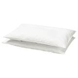 Two white rectangular cotton pillowcases for children, neatly stacked.