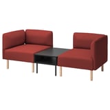 Modern red LILLEHEM modular sofa with sleek coffee table, clean lines, and supportive cushions.
