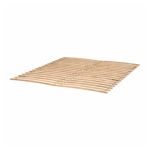 LILLHÄLLAN bamboo slatted bed base, natural colour, flexible curved slats for mattress support.