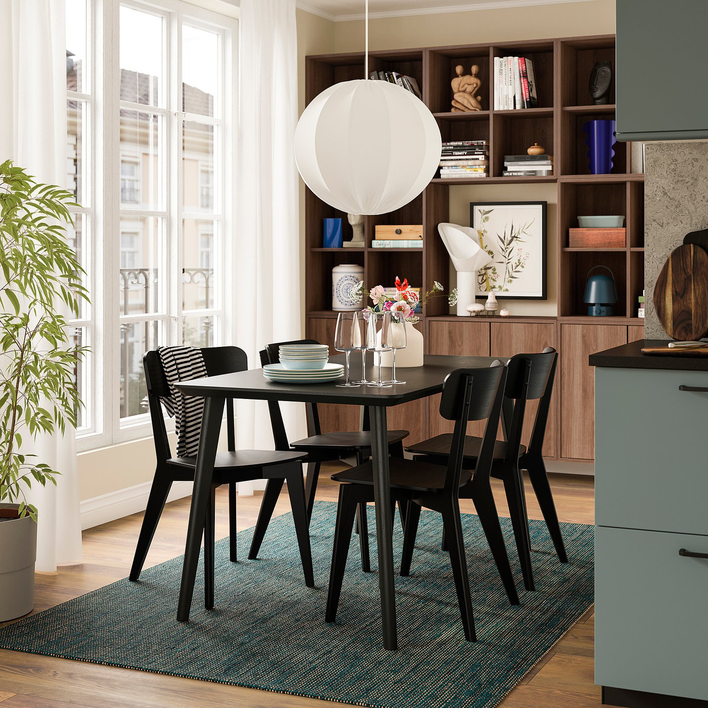 IKEA LISABO 140cm x 78cm 高さ75cm LISABO / LISABO table and 4 chairs, black/black, 140x78 cm - IKEA