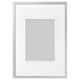 Option: Silver LOMVIKEN photo frame with mat, rectangular design.