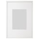 Option: White LOMVIKEN photo frame with thin metal edge, rectangular shape, and front protection.