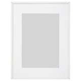 White LOMVIKEN picture frame, thin metal edge, rectangular, plastic front protection.