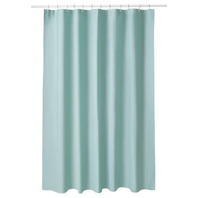 Light turquoise LUDDHAGTORN shower curtain, rectangular, simple design, water-resistant peva.