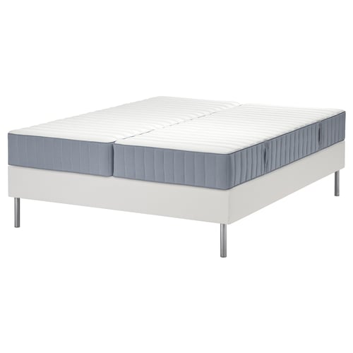 LYNGÖR Divan bed, Valevåg firm/extra firm/light blue white, 180x200 cm
