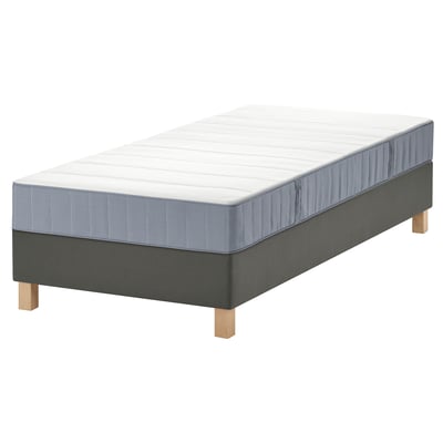 LYNGÖR mattress set, grey, with foot legs, pocket springs for comfort.