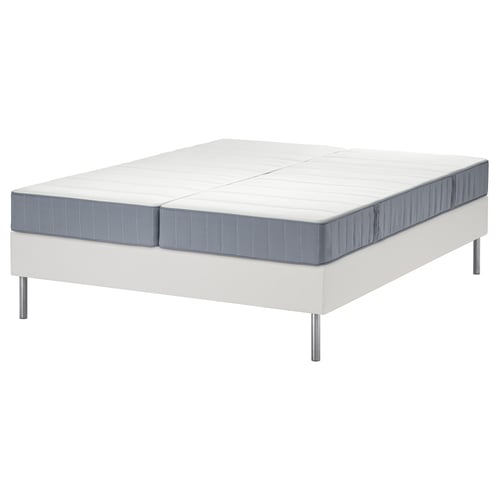 LYNGÖR Divan bed, Vesteröy firm/extra firm/light blue white, 180x200 cm