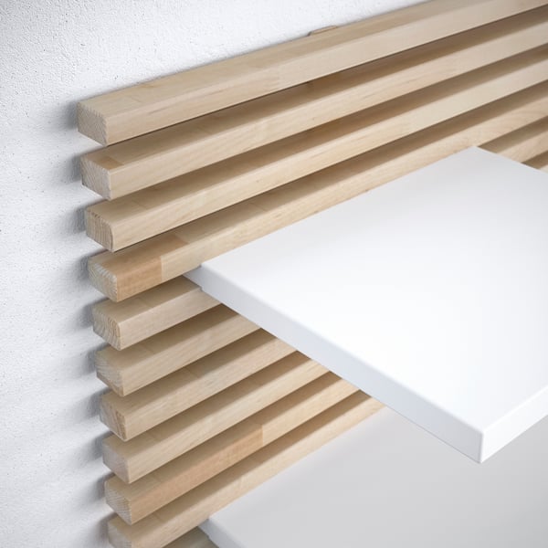MANDAL Bed frame with headboard, birch/white, 160x200 cm