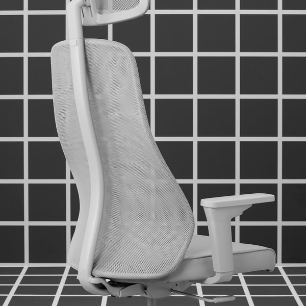 Ergonomic gaming chair with adjustable neck & armrests, mesh back for airflow, sturdy carbon steel frame, in sleek white.