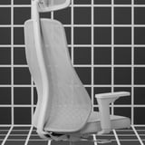 Ergonomic gaming chair with adjustable neck & armrests, mesh back for airflow, sturdy carbon steel frame, in sleek white.