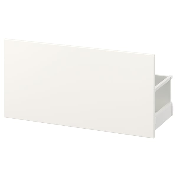 White MAXIMERA high drawer with sleek edges, smooth surface, and steel runners.