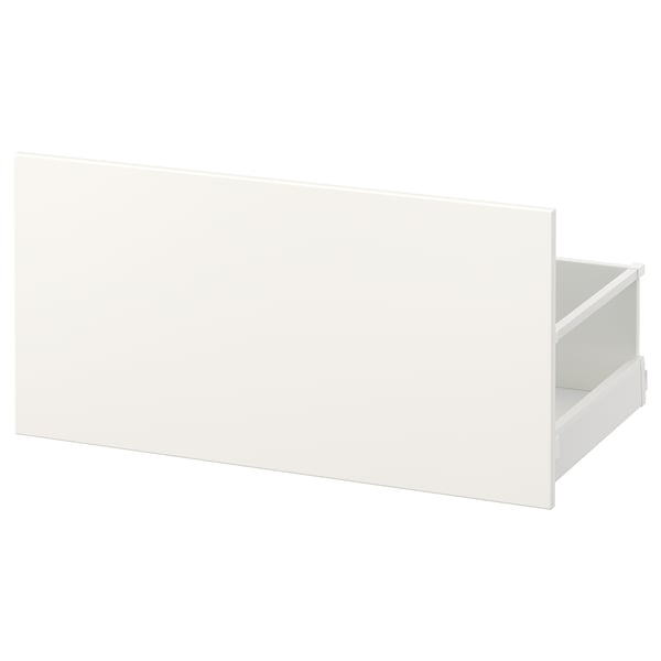 A white MAXIMERA drawer unit with a sleek design featuring steel runners and a fiberboard front.