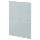 Fmt. Ikea METOD high-gloss grey-blue cabinet front panel, rectangular, sleek, modern design.