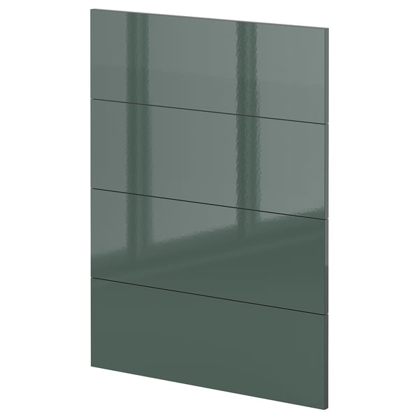 Modern kitchen panel: METOD series. High-gloss grey-green, rectangular, sleek design.