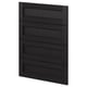 A dark wooden cabinet door with horizontal panels from ikeas METOD kitchen system.
