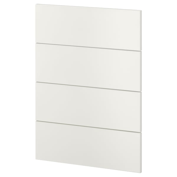 White METOD kitchen cabinet panels, smooth, rectangular, modern design.