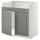 Ikea METOD kitchen cabinet in soft grey with traditional design and beveled edges.