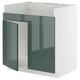 A METOD kitchen cabinet in high-gloss grey-green with a modern design.