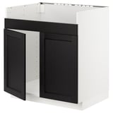 METOD kitchen unit: white & dark brown wood, square shape, flat panels, sturdy frame.
