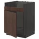 METOD kitchen cabinet, dark brown wooden front, sturdy frame, open design.