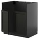 Black METOD cabinet, modern kitchen unit with dark stained ash door, wooden texture, rectangular shape.