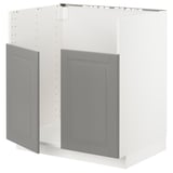 METOD kitchen unit: white base, grey doors, rectangle shape, smooth finish.