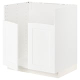White METOD kitchen cabinet. Square, sleek design with layered paneling.