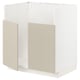 Option: METOD kitchen unit in beige. Modern, clean design with smooth surfaces. Includes frame structure, hinges, and particleboard materials.