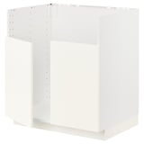 White METOD kitchen cabinet, modern, minimalist design, particleboard, square shape.