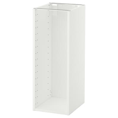 METOD white kitchen cabinet. Square, flat-pack design, pre-drilled holes, melamine frame.