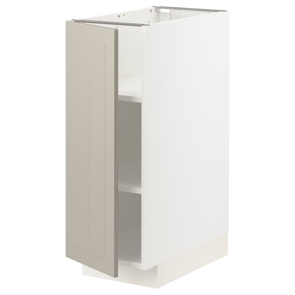 White METOD kitchen cabinet with beige door, rectangular, modern design.