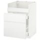 Option: A white METOD kitchen cabinet, featuring smooth drawers and a sleek design with modern white fronts.