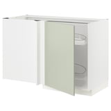 METOD kitchen unit with green stensund doors, white interior, pull-out shelves.