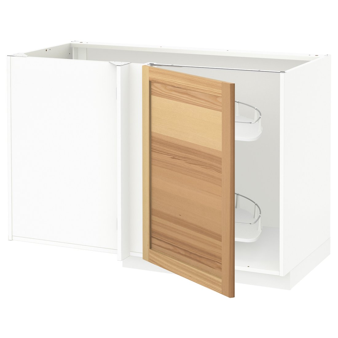 METOD Corner base cab w pullout fitting white/Torhamn ash IKEA