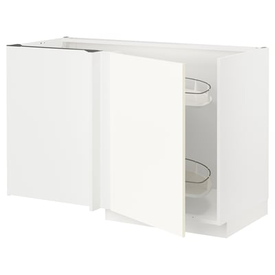 White METOD kitchen unit with pull-out shelf.
