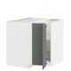 METOD kitchen unit in white with grey-green door. Square design, sturdy frame, corner base.