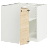 White METOD kitchen cabinet, light ash door, square shape with adjustable shelves.