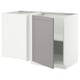 Ikea METOD white & grey kitchen cabinet with open door.
