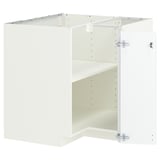 METOD Corner base cabinet with shelf, white/Voxtorp matt white, 88x88 cm