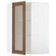 METOD corner kitchen cabinet, white & walnut, adjustable shelf, open door.