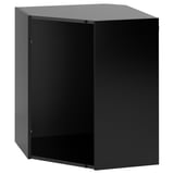 Black METOD kitchen cabinet, sleek and modern, adjustable shelves, sturdy frame, and dark acrylic paint finish.