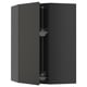 METOD kitchen unit, black, curved, modern, with glass shelf.