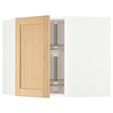 METOD kitchen cabinet with oak door, wooden texture, light color, rectangular shape, open at 90° angle.