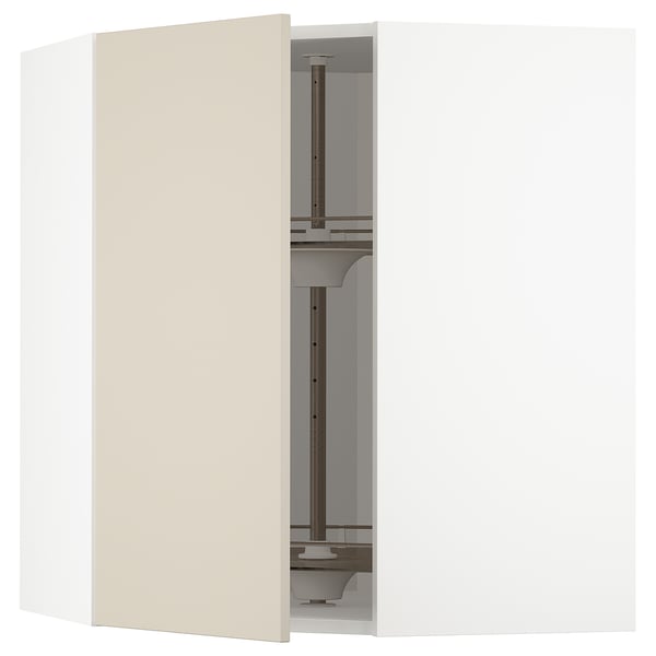 METOD kitchen unit with beige havstorp door, modern design, curved shape.