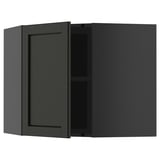 METOD kitchen cabinet, black-stained wood, rectangular, single-door design, adjustable shelf.