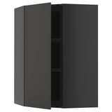 Black METOD wall cabinet with two adjustable shelves and reversible door.