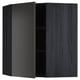 Ikea METOD wall cabinet in dark gray. Rectangle shape with one open door showing a shelve inside. Modern and sleek design.